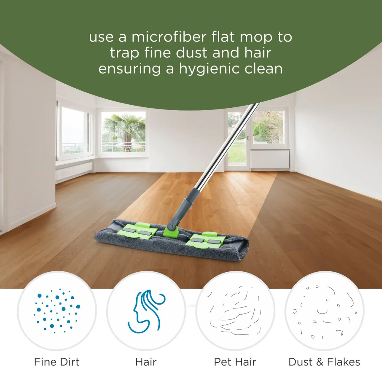 8710 Multipurpose Wet And Dry Cleaning Microfiber Flat Mop Floor Cleaning Mop With 360 Degree Rotating Head And Telescopic Handle Steel Rod Long Handle Dry Mops Standard (1 Piece Multi-colour) - Zidbik