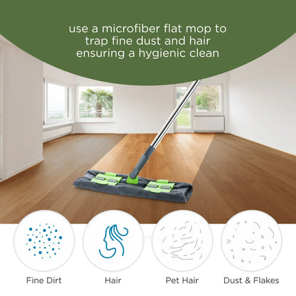 8710 Multipurpose Wet And Dry Cleaning Microfiber Flat Mop Floor Cleaning Mop With 360 Degree Rotating Head And Telescopic Handle Steel Rod Long Handle Dry Mops Standard (1 Piece Multi-colour) - Zidbik