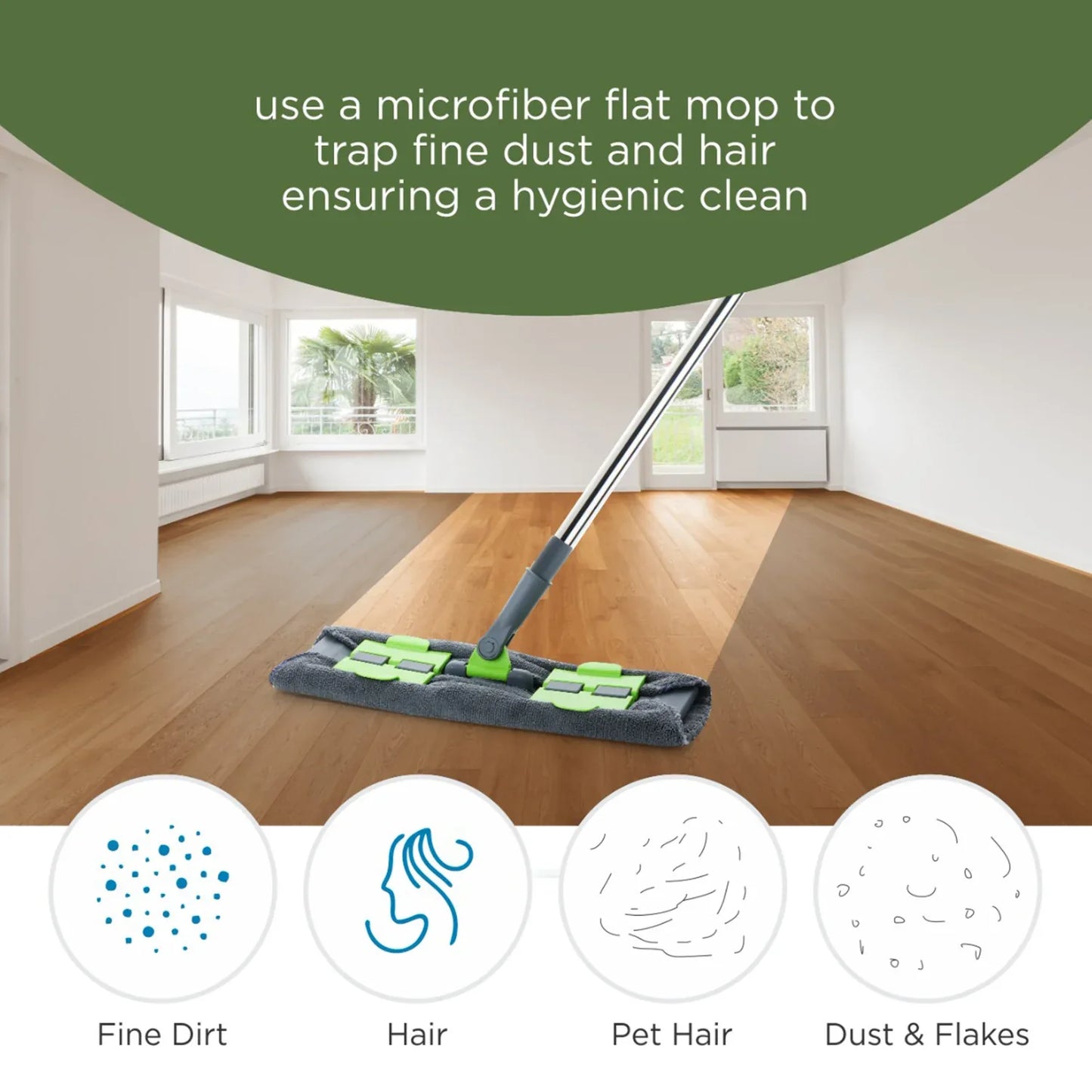 8710 Multipurpose Wet And Dry Cleaning Microfiber Flat Mop Floor Cleaning Mop With 360 Degree Rotating Head And Telescopic Handle Steel Rod Long Handle Dry Mops Standard (1 Piece Multi-colour) - Zidbik