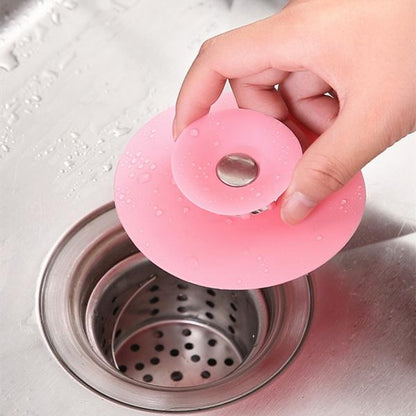 1163 Creative 2-in-1 Silicone Sewer Sink Sealer Cover Drainer (Multicolour) - Zidbik