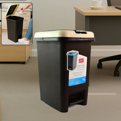 Apex Push N Pedal Plastic Dustbin 10l Capacity (1 Pc) - Zidbik