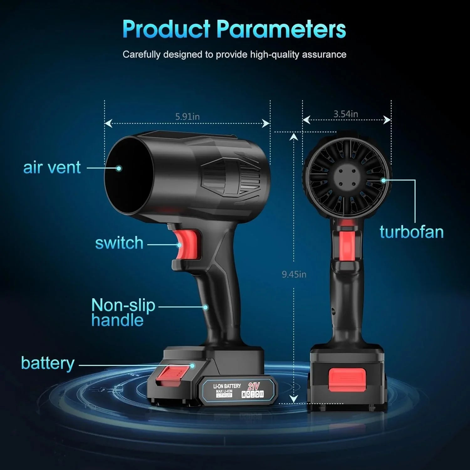 High-power Cordless Leaf Blower Fan With Rechargeable Battery (1 Pc) - Zidbik