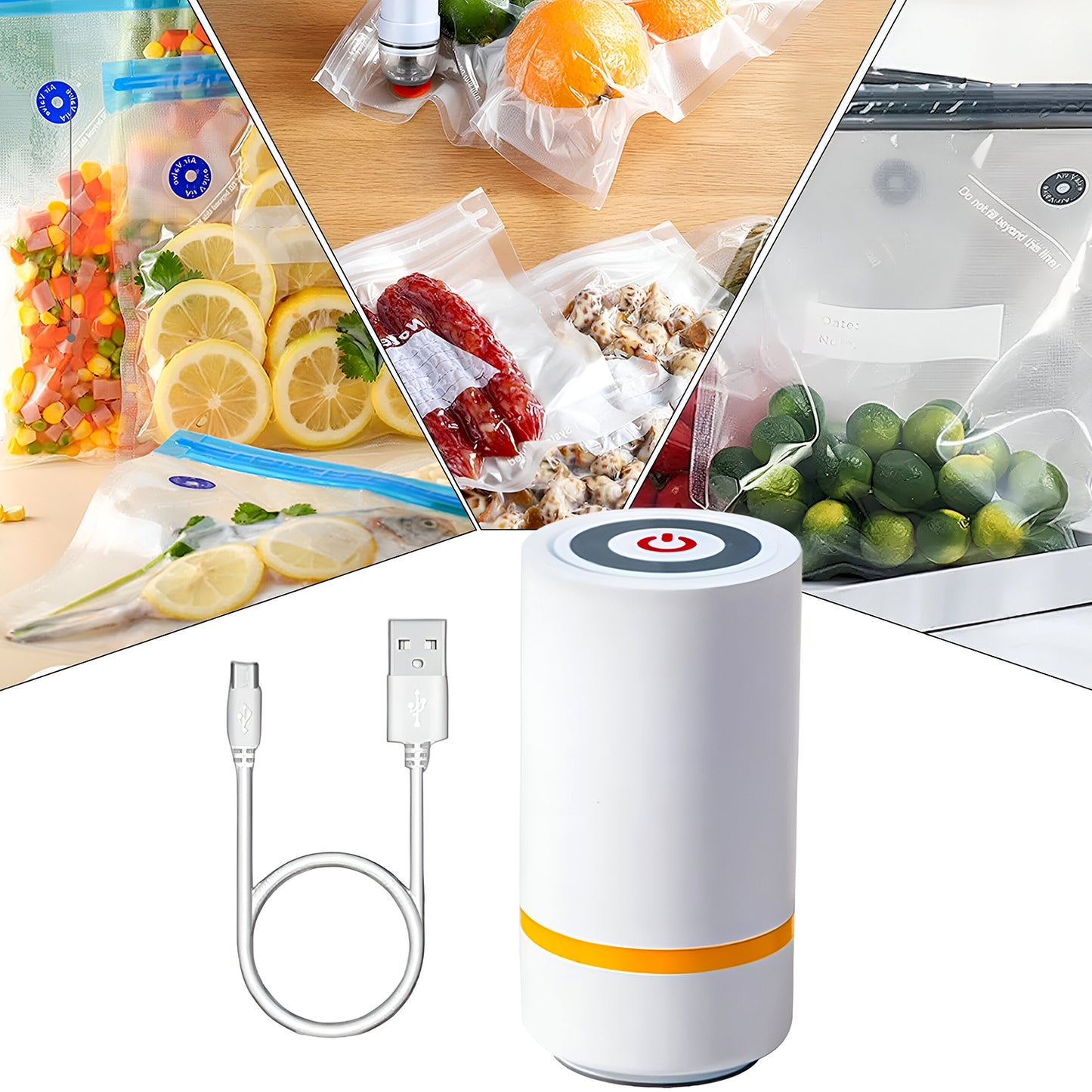 Portable Usb Rechargeable Vacuum Sealer Machine (1 Pc) - Zidbik