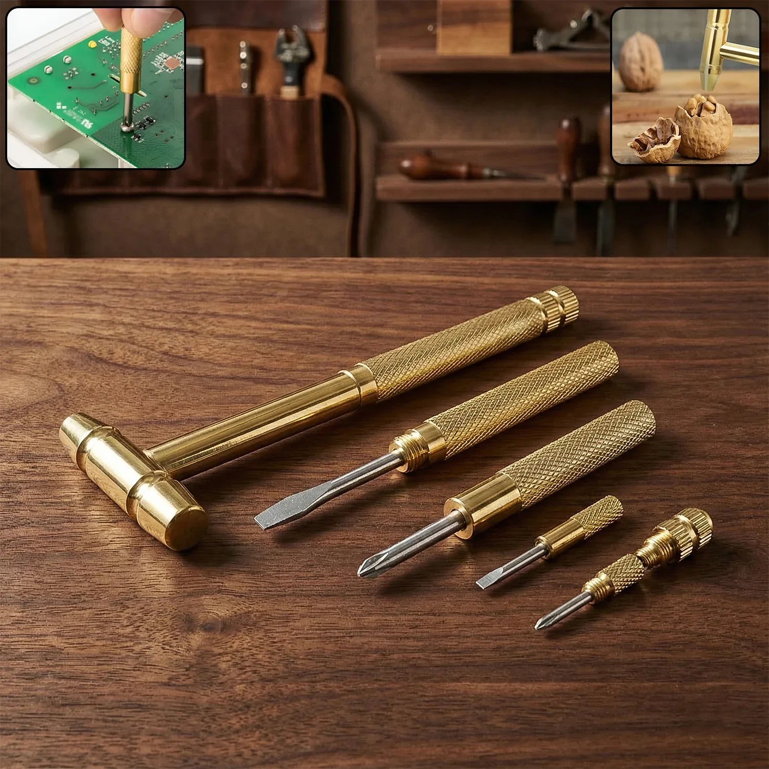 Multi Purpose 5-in-1 Small Hammer Tool With Interchangeable Screwdriver - Zidbik