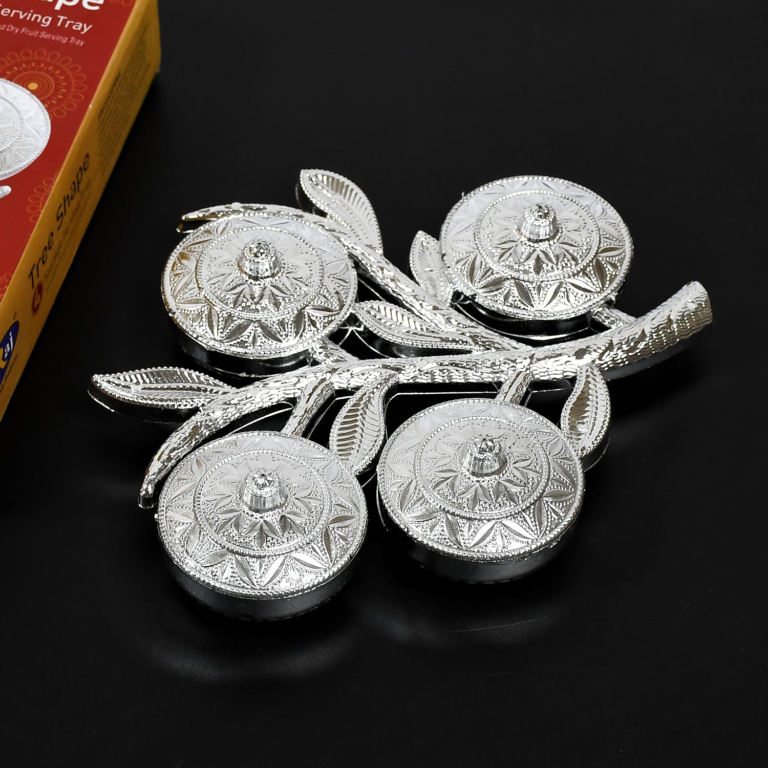 5283 Tree Shape 4 Compartment Mukhwas Dani Serving Tray For Home  Kitchen Use - Zidbik