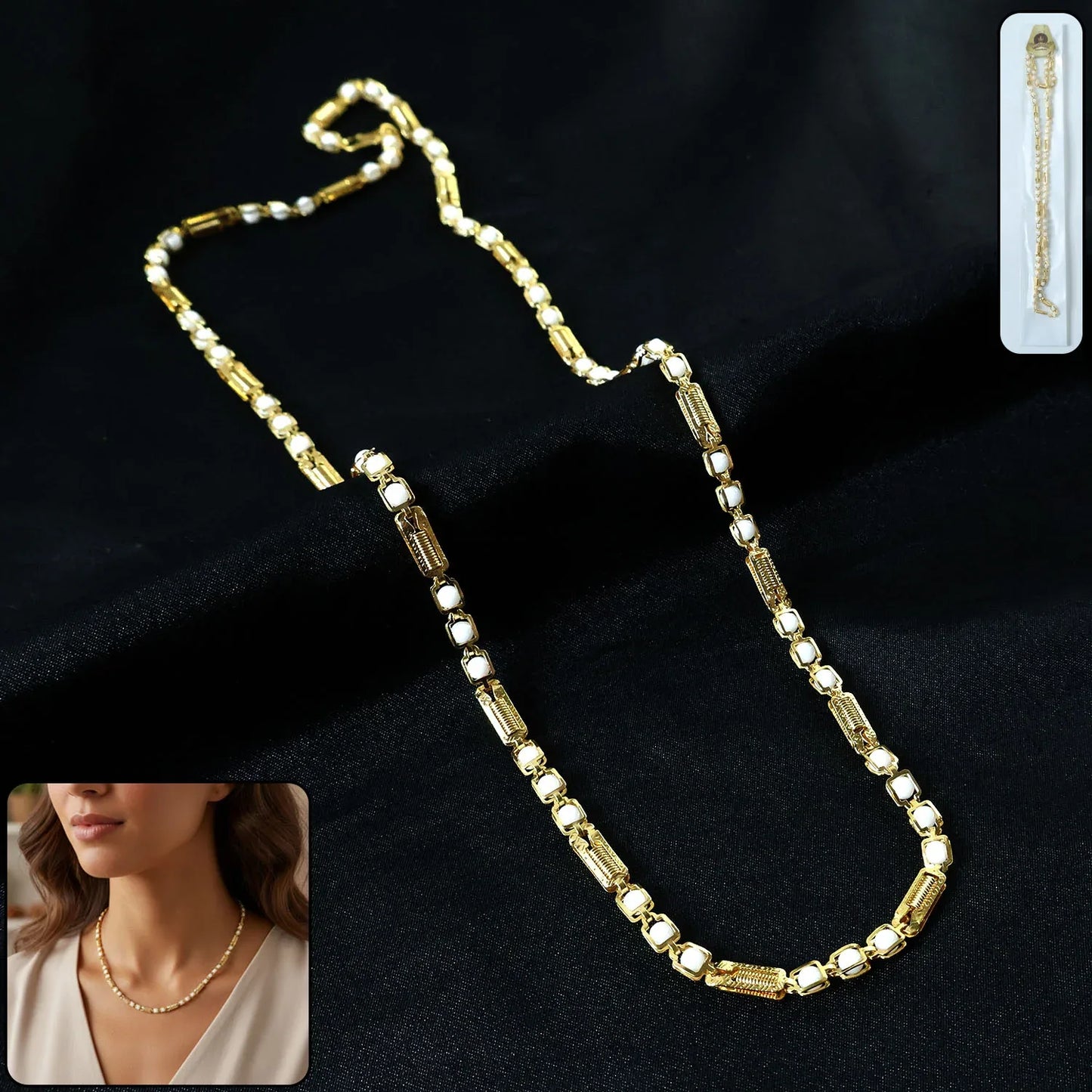 Gold-tone Designer Chain Necklace (1 Pc) - Zidbik