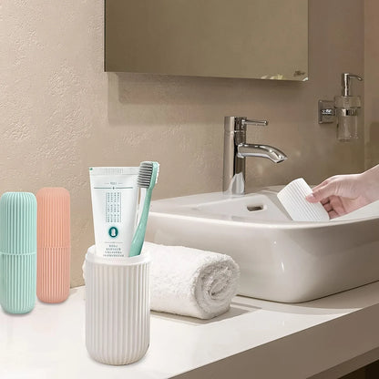 Capsule Shape Travel Toothbrush Toothpaste Case Holder (Multicolor 3 Pcs Set) - Zidbik