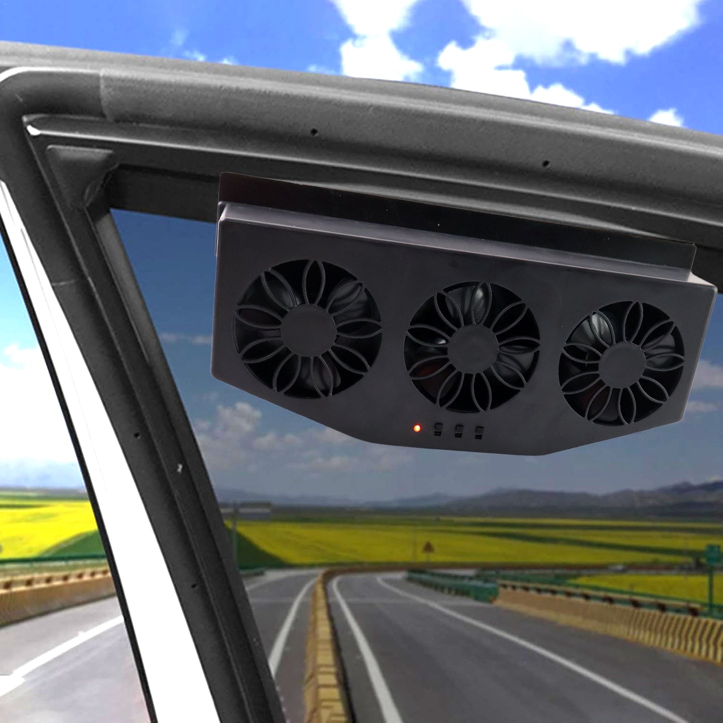 Triple Fan Solar Powered Car Exhaust Ventilation System With Usb Charging - Zidbik