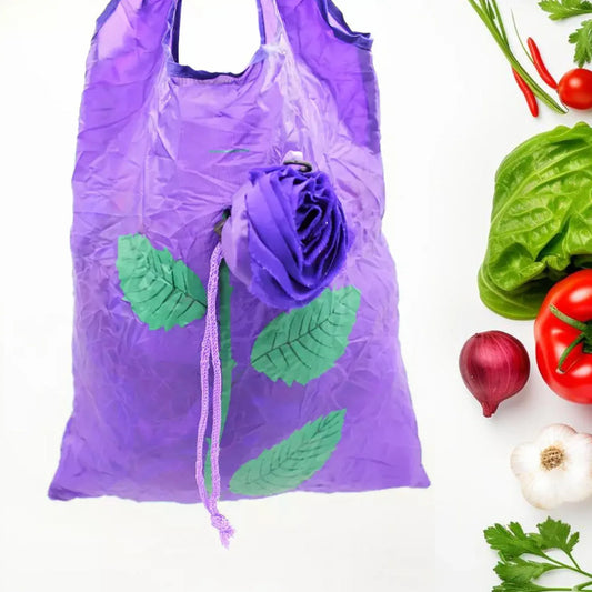 7741 Foldable Bag Cute Rose Shape Cover Reusable Bag Naylon Bag Nylon Shopping Carry Bags Large Reusable Foldable Bag Eco Friendly Shopping Folds To Pocket Size Tote Grocery Shoulder Handbag Travel Bag (1pc) - Zidbik