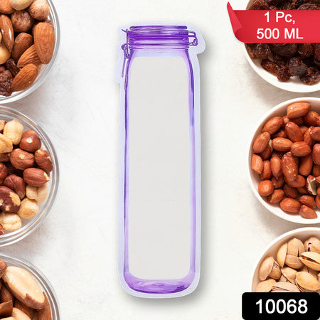 Food Storage Bag Bottles Shape Ziplock Bags Reusable (1 Pc  500 Ml) - Zidbik