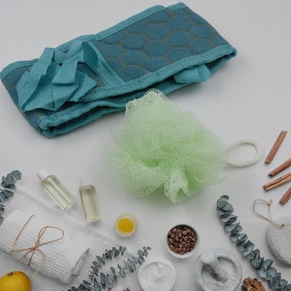 12928 Bath Shower Set Scrubber Loofah Sponge Pouf Bath Brush Extra Long Dual Sided Scrubber Long Lasting Deep Clean Super Soft Body Scrubber For Men Woman (2 Pcs Set) - Zidbik