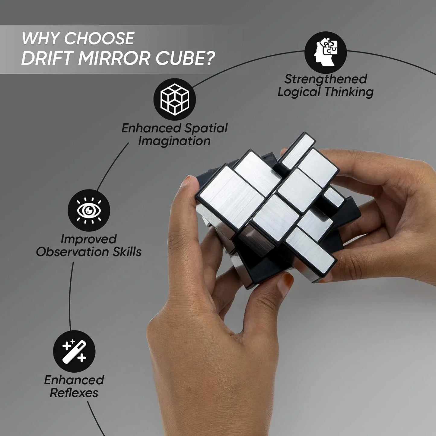 Mirror Cube 3x3 Puzzle Cube With Reflective Silver Surfaces - Zidbik