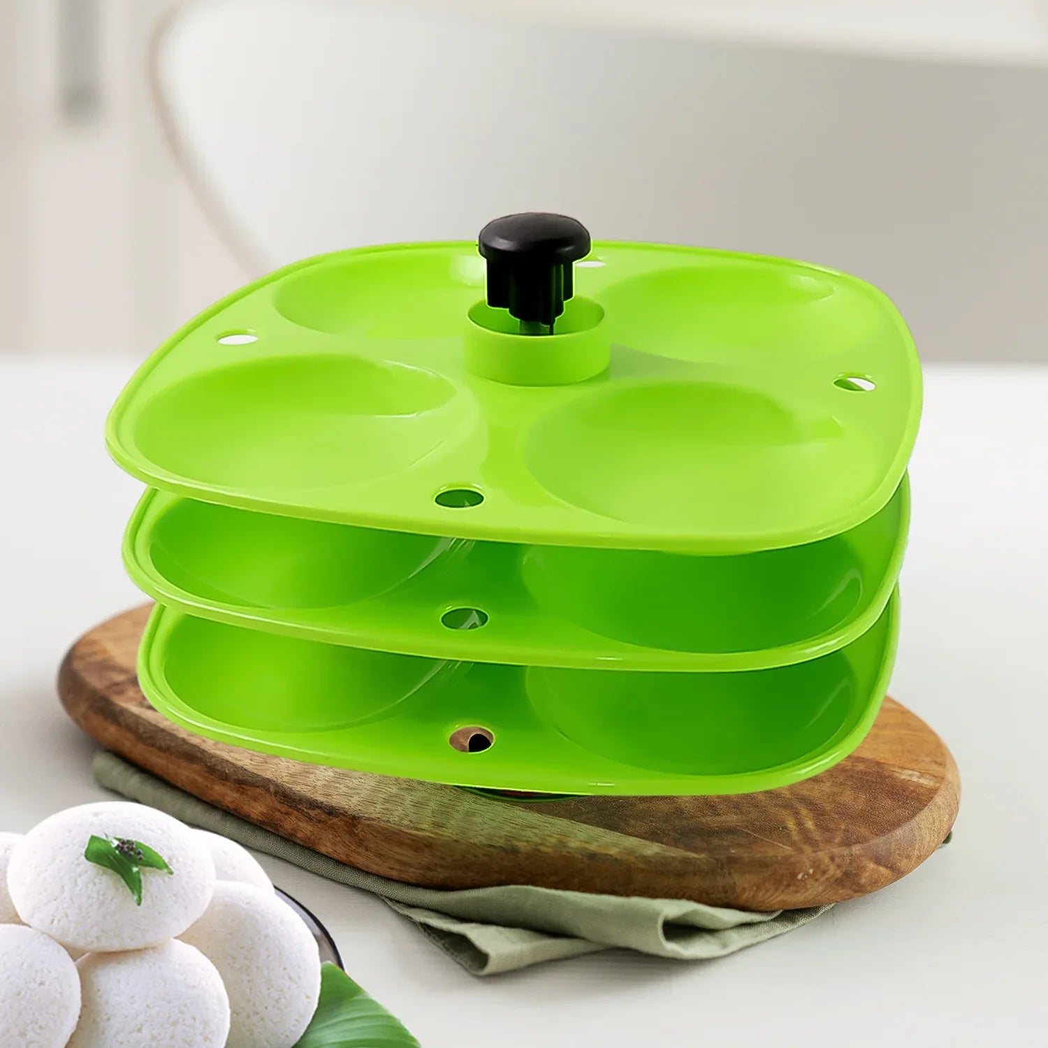 5346 3 Layer Idli Stand Used In All Kinds Of Household Kitchen Purposes For Holding And Serving Idlis. - Zidbik