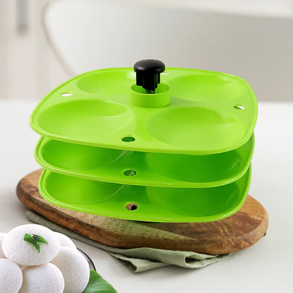 5346 3 Layer Idli Stand Used In All Kinds Of Household Kitchen Purposes For Holding And Serving Idlis. - Zidbik