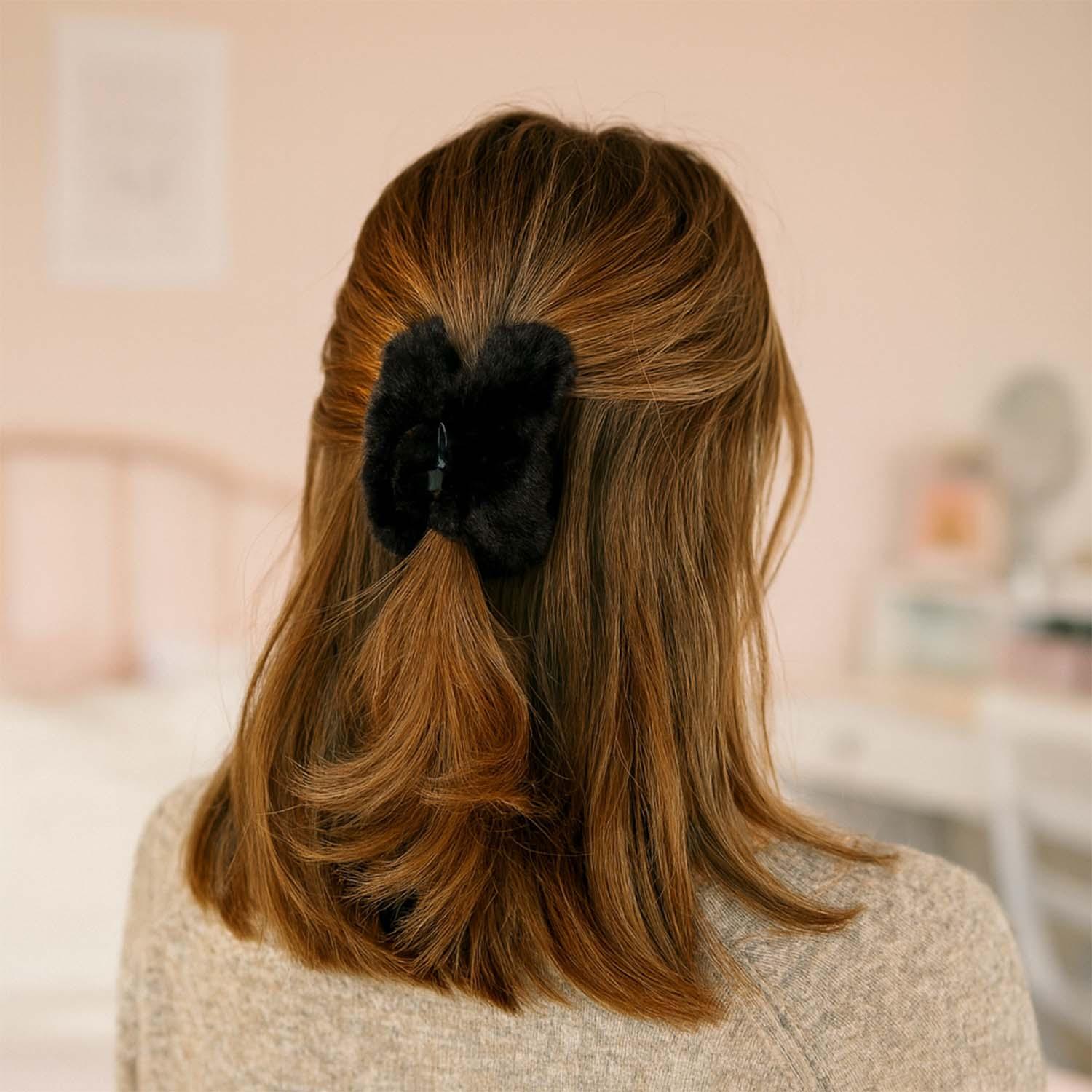 Big-size Soft Faux Fur Hair Claw Clips (1 Pc) - Zidbik