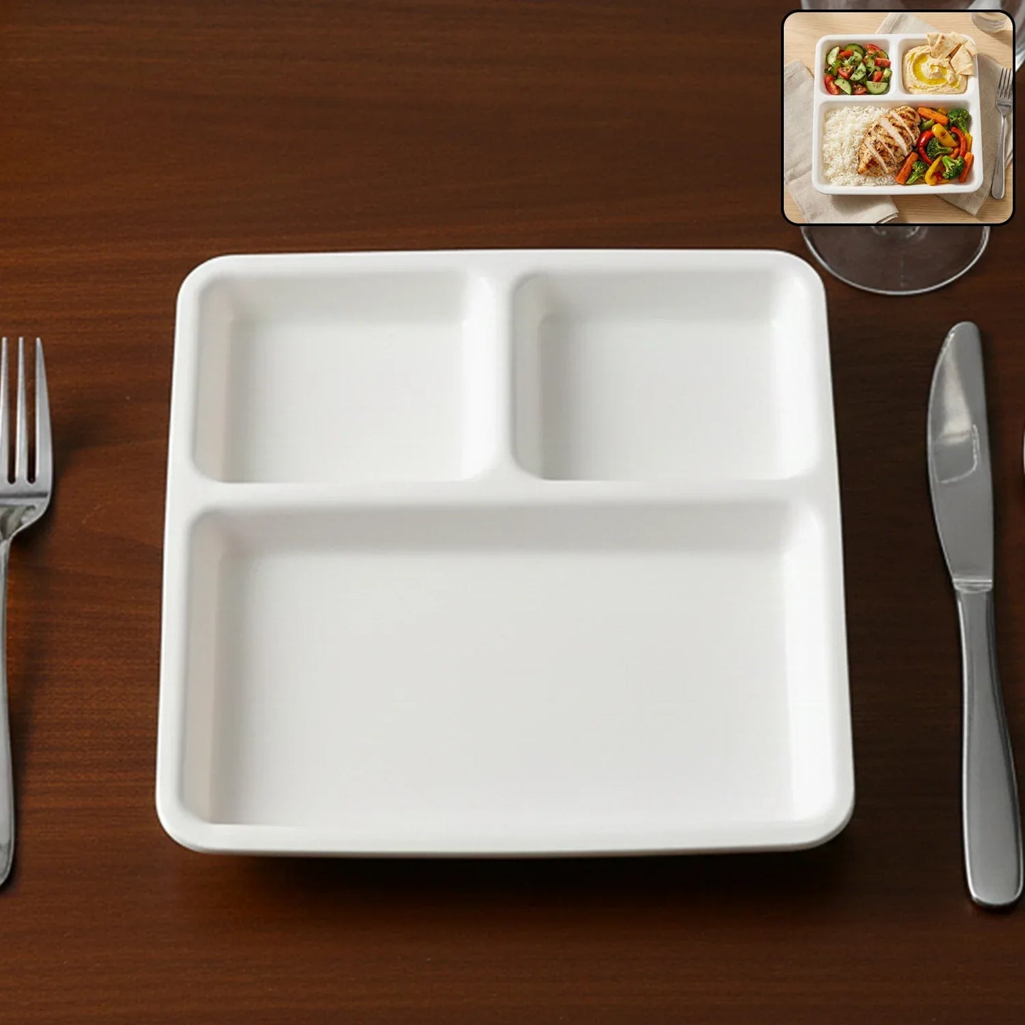 Plastic 3-compartment Plate For Meal Serving - Zidbik