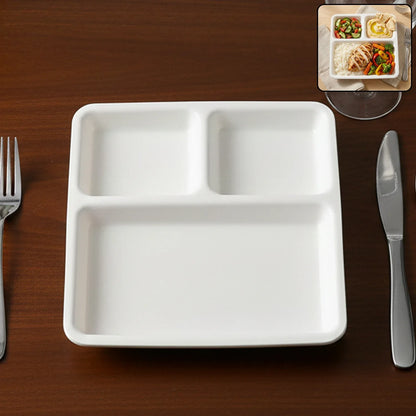 Plastic 3-compartment Plate For Meal Serving - Zidbik