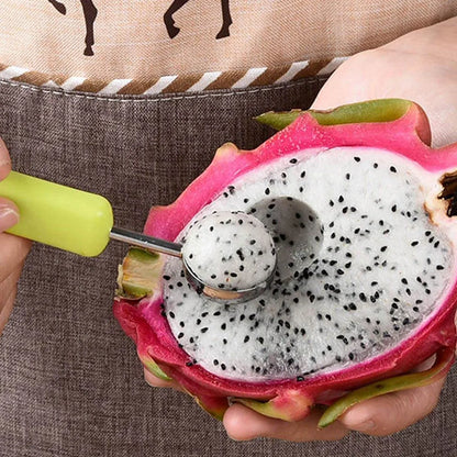 2606 4 In 1 Stainless Steel Melon Baller Seed Remover Sorbet Dessert Ball Spoon Fruit Digging Spoon Double Sided Fruit Scooper Watermelon Baller Scoop - Zidbik