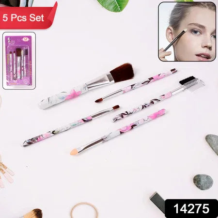 Floral Makeup Brush Set For Eyes Lips And Face (5 Pc) - Zidbik