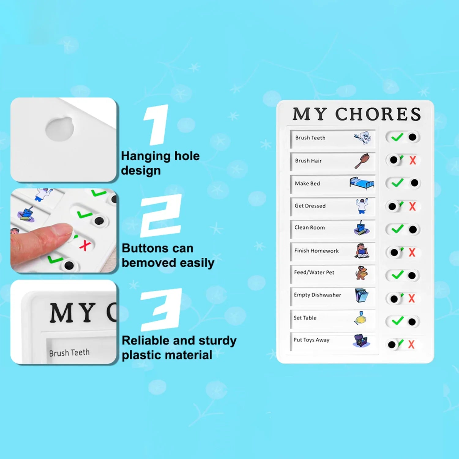 4448 Portable My Chores Home Note Board Management Planning Memo Boards Reminding Time. (Size - 20x12cm) - Zidbik