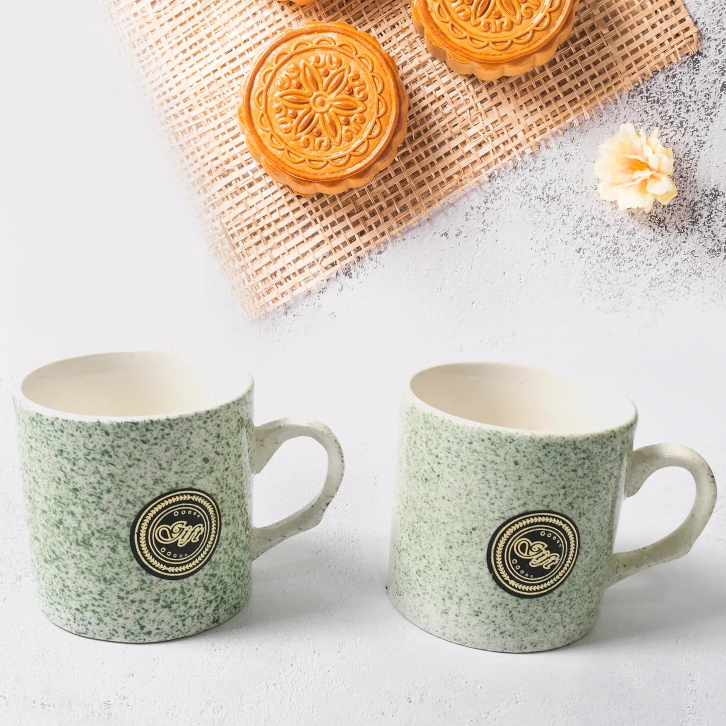 8227 Alpino Ceramic Tea Cups Set With Plastic Serving 2 Compartment Platter Milk Cup Mug Coffee Cup Tea Cup Bpa Free Food Grade Or Outdoor For Household Gift For Birthday (3 Pcs Set) - Zidbik
