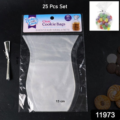 Clear Cookie Bags Gift Bag Clear Flat Treat Bags (25 Pcs Set) - Zidbik