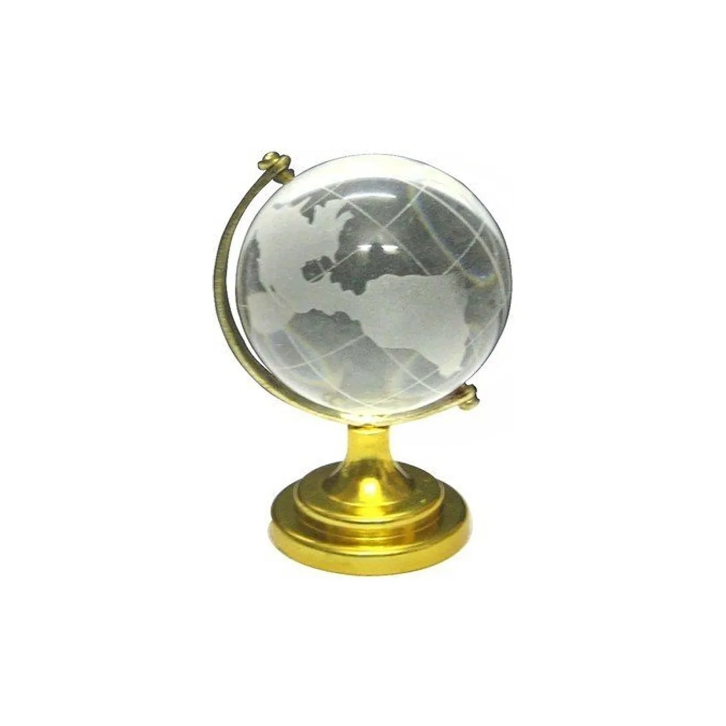 Crystal Globe World Map 50 Mm With Golden Stand (1 Pc) - Zidbik