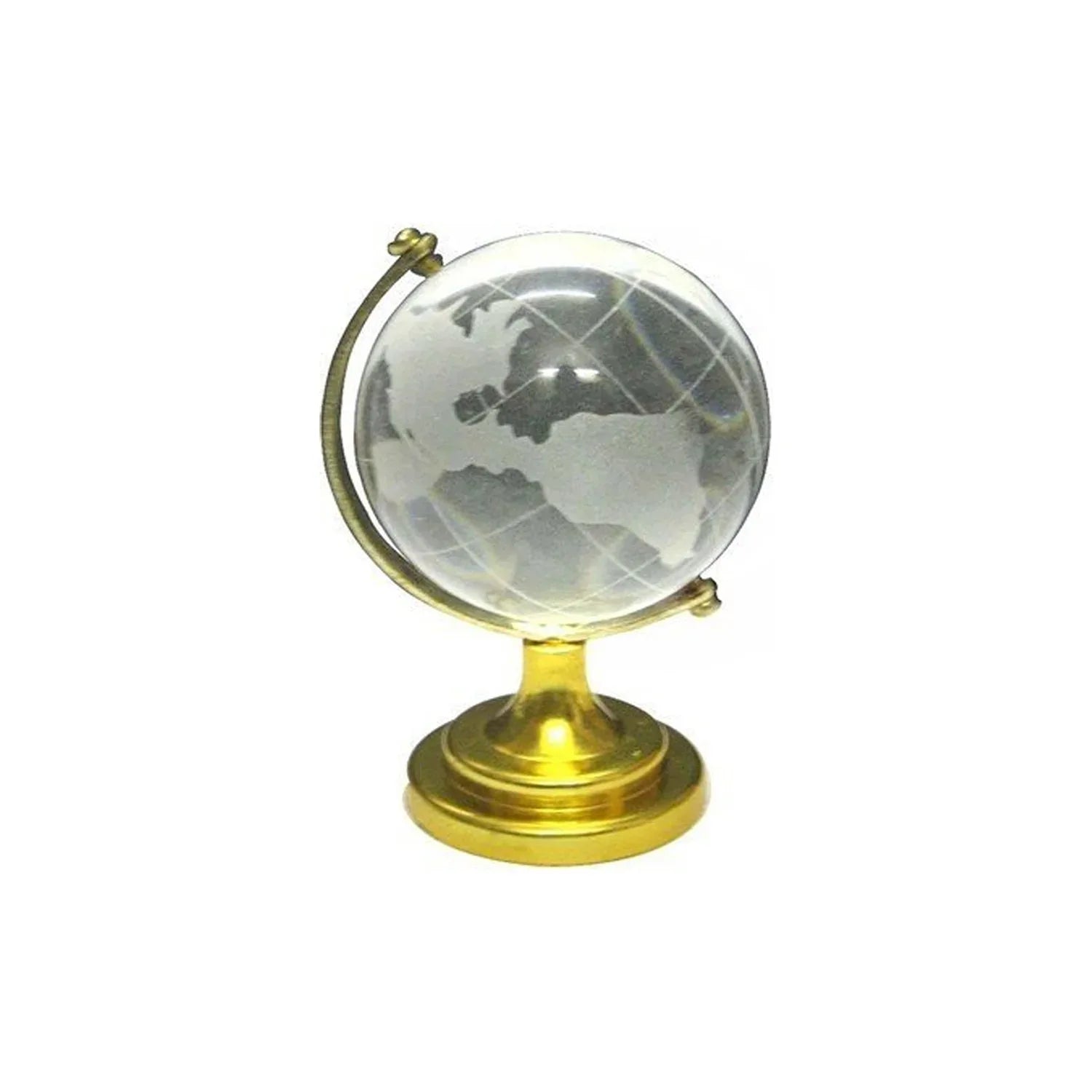 Crystal Globe World Map 50 Mm With Golden Stand (1 Pc) - Zidbik