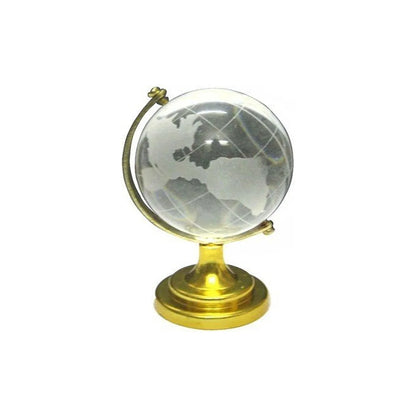 Crystal Globe World Map 50 Mm With Golden Stand (1 Pc) - Zidbik