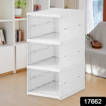 Stackable Multifunctional Storage For Clothes Foldable Drawer Shelf Basket Utility Cart Rack Storage Organizer Cart For Kitchen Pantry Closet Bedroom Bathroom Laundry (3 Layer 1 Pc) - Zidbik