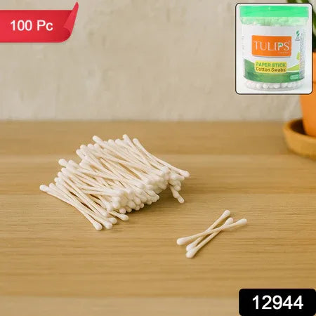 Tulips Paper-stick Cotton Swabs - (100 Pc Set) - Zidbik