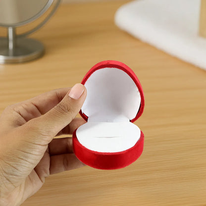 Premium Heart-shaped Velvet Jewellery Ring Box (1 Pc) - Zidbik
