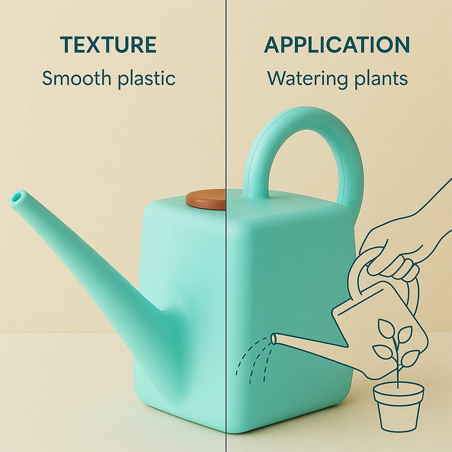 2 Litre Heavy-duty Plastic Gardening Watering Can With Long Spout Ergonomic Handle - Zidbik