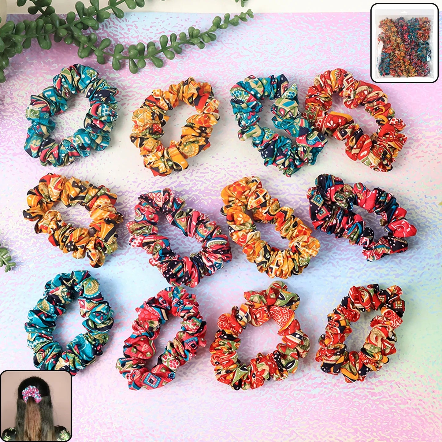 Set Of 12 Stylish Printed Fabric Hairband - Zidbik