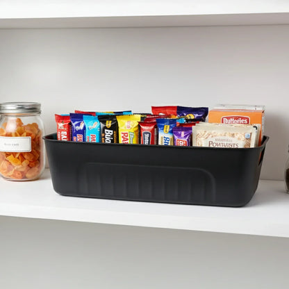 Black Plastic Storage Basket Tray Set (4 Pcs) - Zidbik