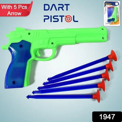 Medium Size Plastic 1 Gun With 5 Soft Suction Dart Bullets (1 Set) - Zidbik