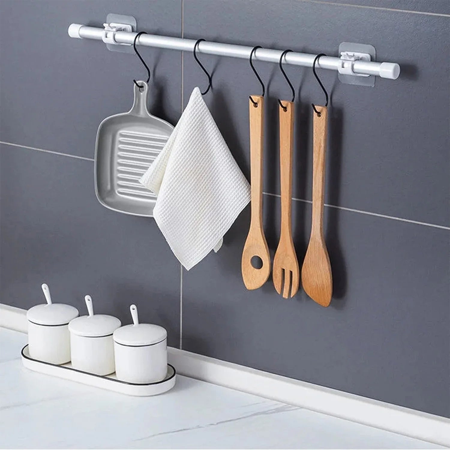 Multipurpose No-drill Wall Mounted Adhesive Towel Rod Holder (1 Pc) - Zidbik