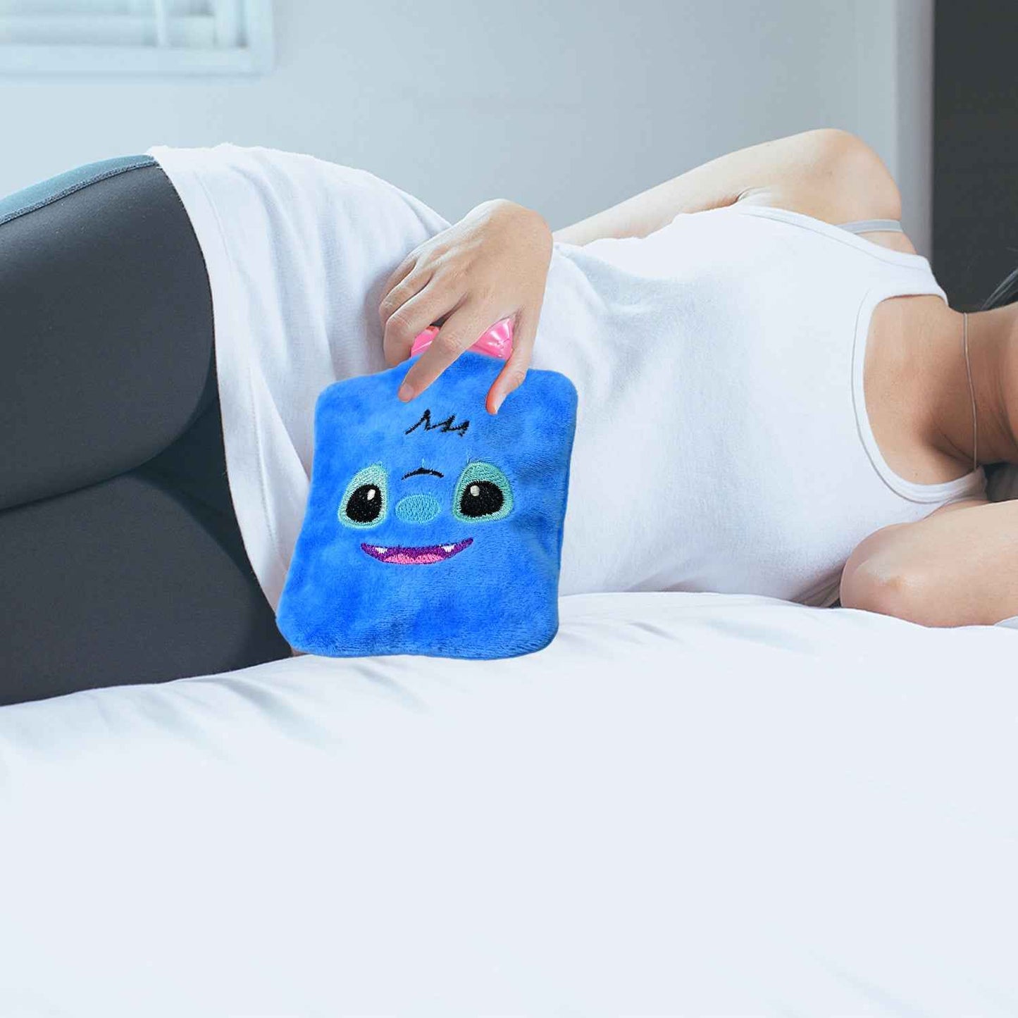 6512 Blue Stitch Hot Water Bag With Cover for Pain Relief, Warmth for Neck, Shoulders, Hands, Feet, and Menstrual Cramps