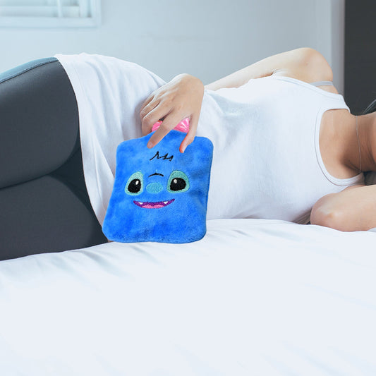 6512 Blue Stitch Hot Water Bag With Cover for Pain Relief, Warmth for Neck, Shoulders, Hands, Feet, and Menstrual Cramps - Zidbik