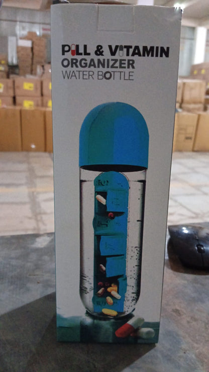 12911 Pill  Vitamin Bottle Water Bottle Multi Functional Use For Traveling  Outdoor Use Water Bottle Travelling Kit Summer Special Bottle (600 Ml   Mix Color ) - Zidbik