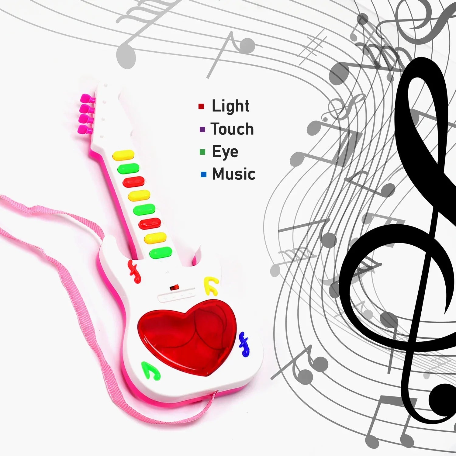 4464 Battery Operated Musical Instruments Mini Guitar Toys And Light For 3+years Old Kids. - Zidbik