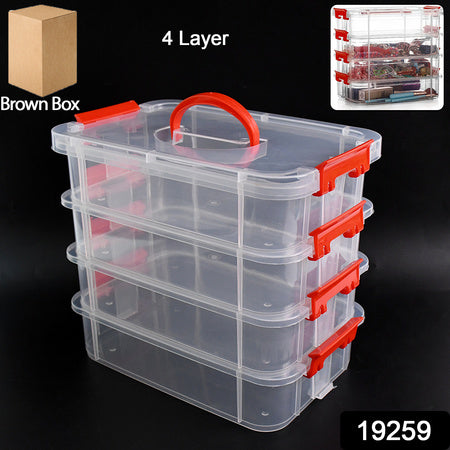 4-layer Transparent Multipurpose Plastic Storage Box - Zidbik