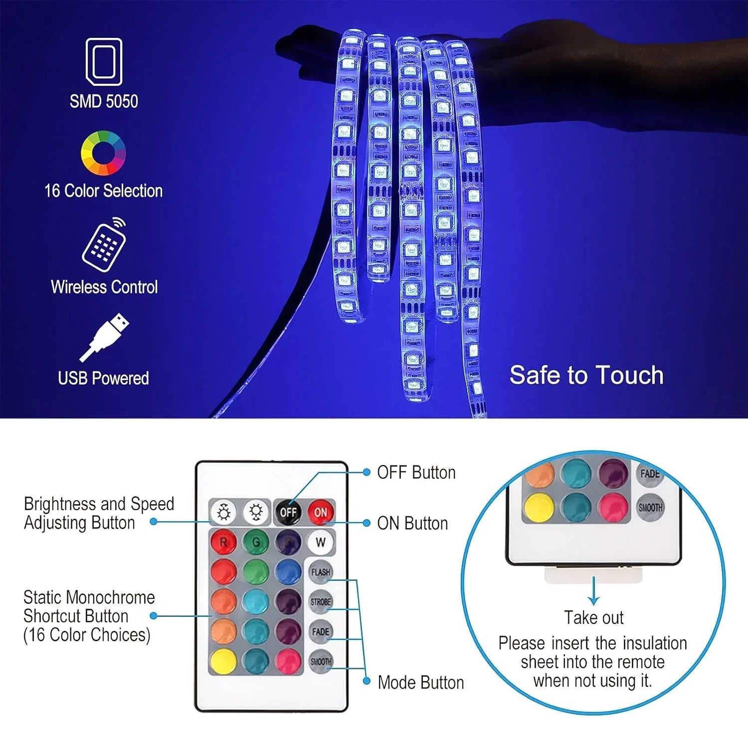3m Rgb Led Strip Lights Led Mood Lights (1 Set) - Zidbik