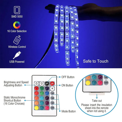 3m Rgb Led Strip Lights Led Mood Lights (1 Set) - Zidbik
