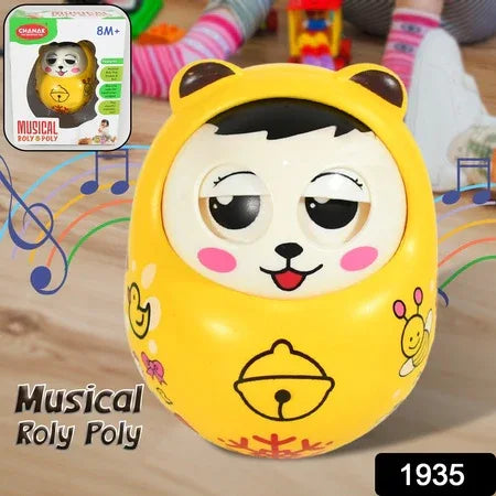 1935 Musical Roly Poly Toys For Baby Push And Shake Wobbling Toy With Music Tumbler Doll Toy For Babies Sound Balancing Doll Toys For Baby Boys Girls 8+ Months Multicolor (1 Pc) - Zidbik