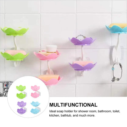 7963 Dabble Layer Flower Self Draining Soap Dish Holder Bathroom Shower Soap Holder Dish Storage Plate Tray For Bathroom Kitchen Bathtub - Zidbik