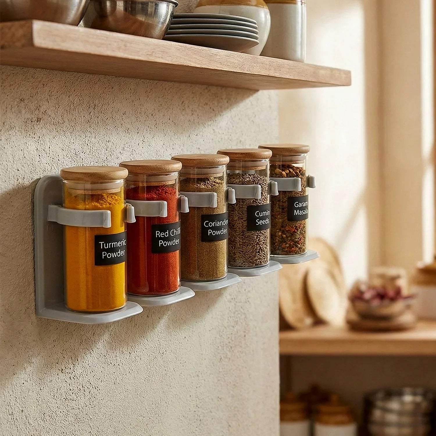 Wall-mounted Adjustable Spice Rack Organizer (1 Pc) - Zidbik
