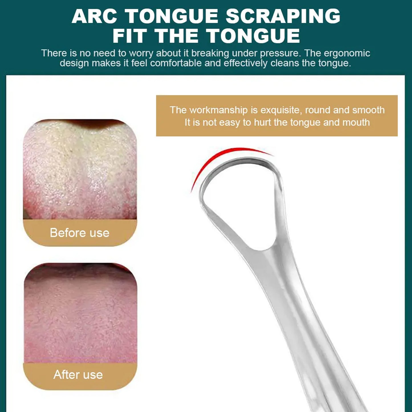 Stainless Steel Tongue Scraper Tongue Cleaners (1pc With Metal Case) - Zidbik