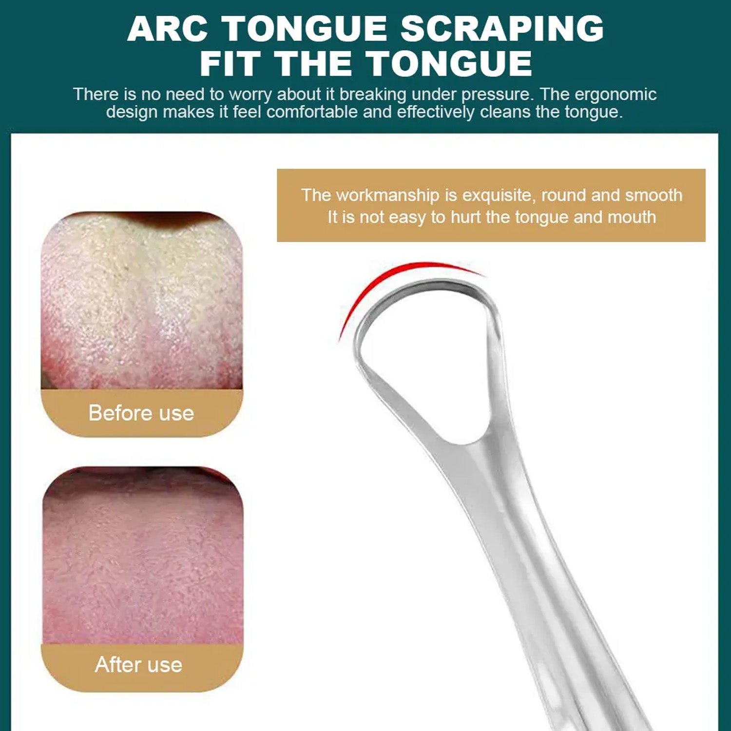 Stainless Steel Tongue Scraper Tongue Cleaners (1pc With Metal Case) - Zidbik