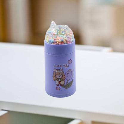 6953 Girl Glass Water Bottle For School With Kid Sparkle Strap Cat Lid Sequins Glitter Glass Cup Birthday Gift Children 350ml (Moq - 80 Pc) - Zidbik